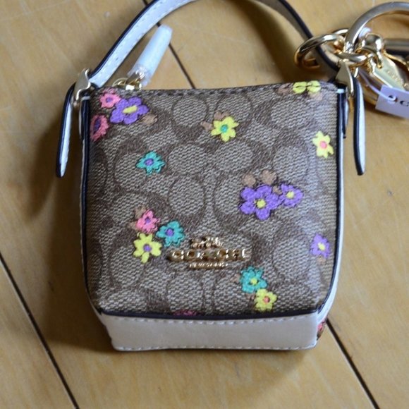 Coach Accessories Coach Ca42 Mini Val Duffle Bag Charm In Signature Canvas Spaced Floral